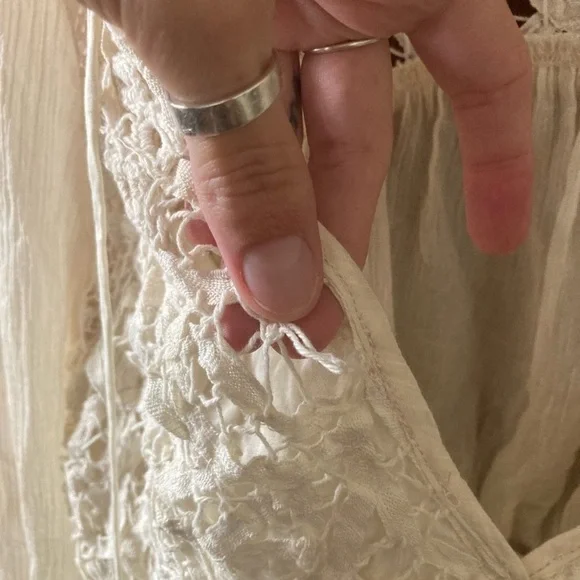 Free People Sorelle Lace V-Neck White Ivory Lace Crop Top Blouse - Picture 11 of 16